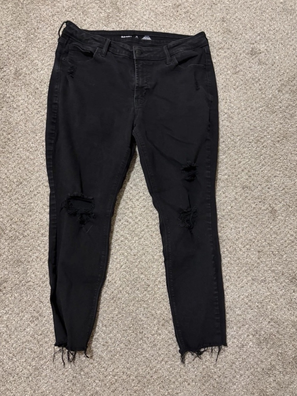 Old Navy Black Rockstar Skinny Jeans with Distressed Knees
